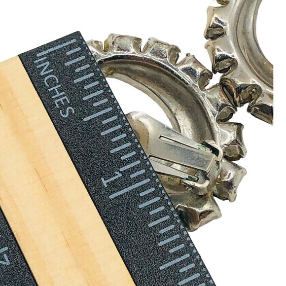 Lot Of 4 Costume Earrings Chunky Glass Rhinestones Clip Screw Back Paisley - Picture 16 of 16